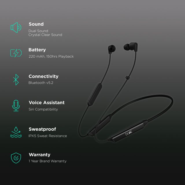 boAt Rockerz Trinity Neckband (Bluetooth 5.2, Cosmic Black
