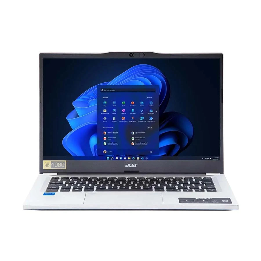 Acer TravelLite TL14-52M laptop with 14-inch display showing Windows 11 home screen
