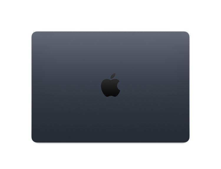 Top view of the 13 inch MacBook Air Midnight color with Apple logo centered