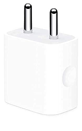 Apple 20W USB-C charger adapter with compact white design and two metal prongs