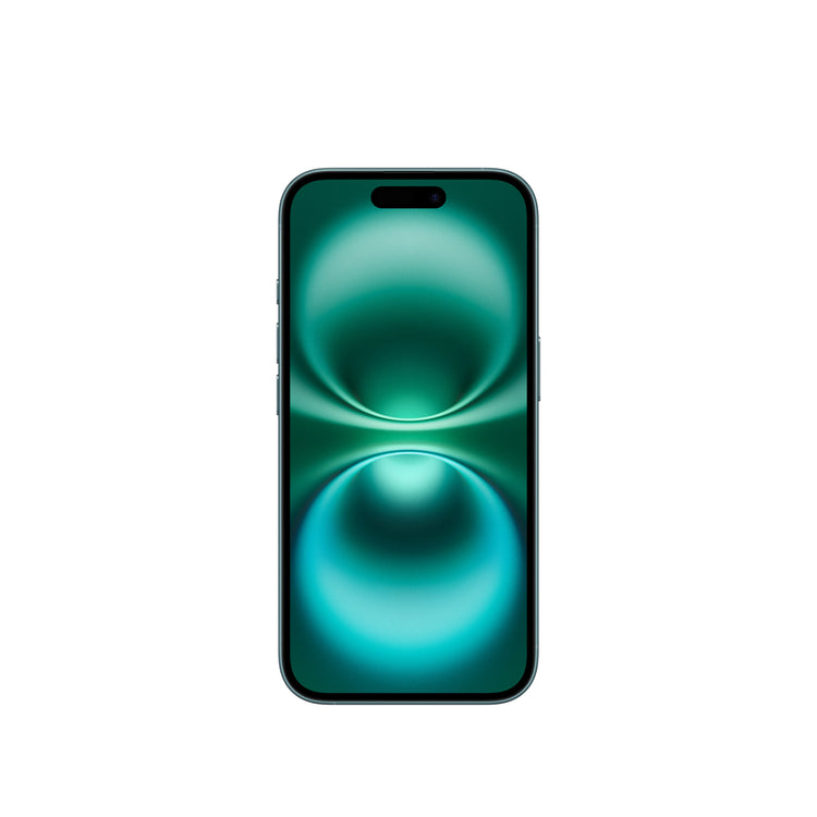 Apple iPhone 16 128GB with vibrant green display and sleek design shown front view