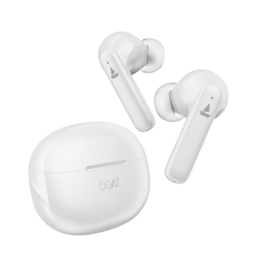 White boAt Airdopes 170 wireless earbuds with charging case for wireless audio