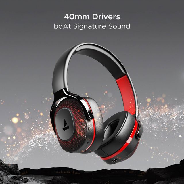 boAt Rockerz 425 wireless headphones with 40mm drivers and boAt signature sound in black and red