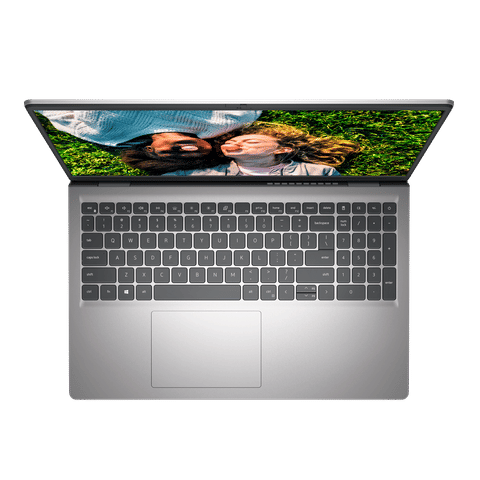 Top view of My Dell Dell Inspiron 3520 laptop with full keyboard and vibrant display screen