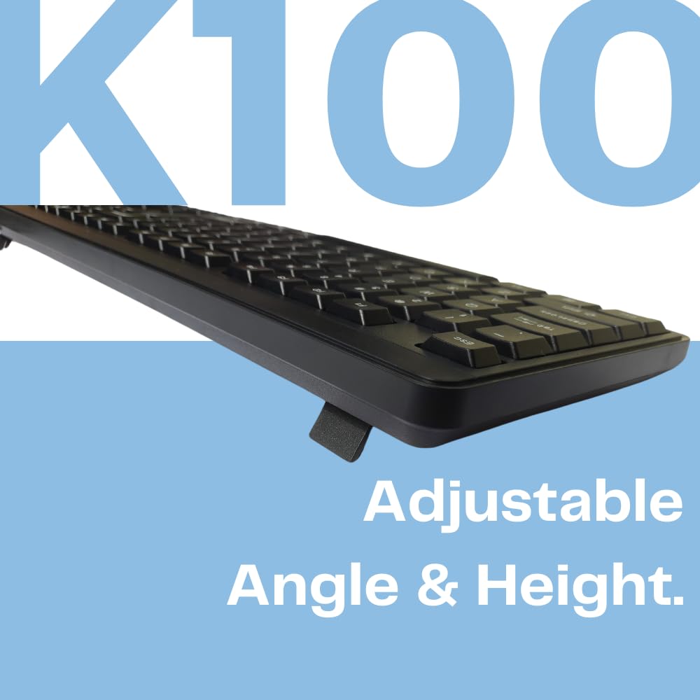 HP Wired Keyboard K100 black with adjustable angle and height for comfortable typing