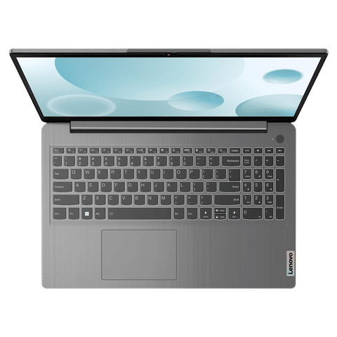 Top view of Lenovo Ideapad Slim 3i laptop with full keyboard and open screen