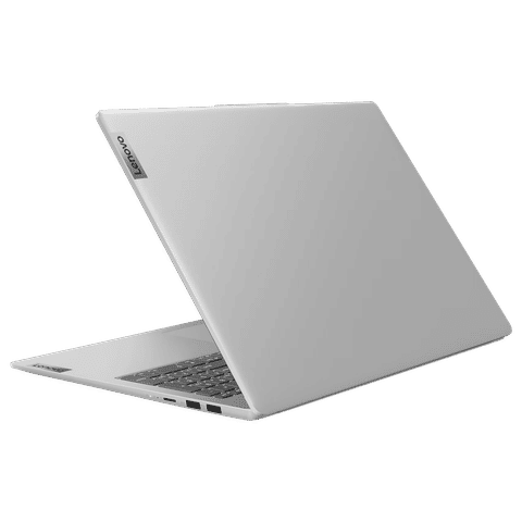 Sleek silver Lenovo Ideapad Slim 5 laptop partially open showing thin lightweight design