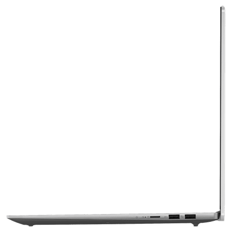Side view of silver Lenovo Ideapad Slim 5 laptop showing slim profile and ports
