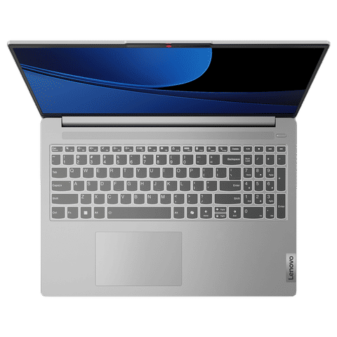 Top view of Lenovo Ideapad Slim 5 laptop with silver body and full keyboard layout