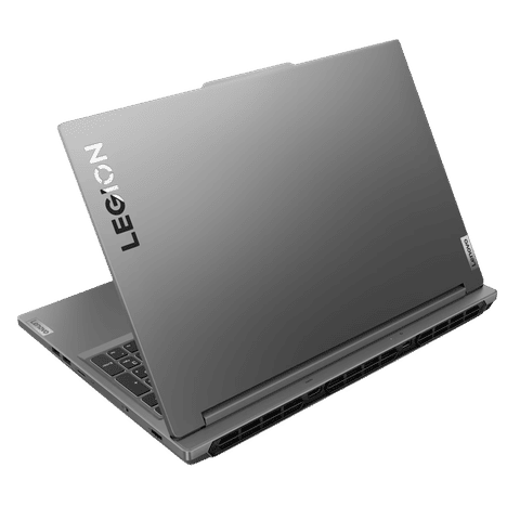 Lenovo Legion Slim 7i laptop open showing sleek gray design and rear vents