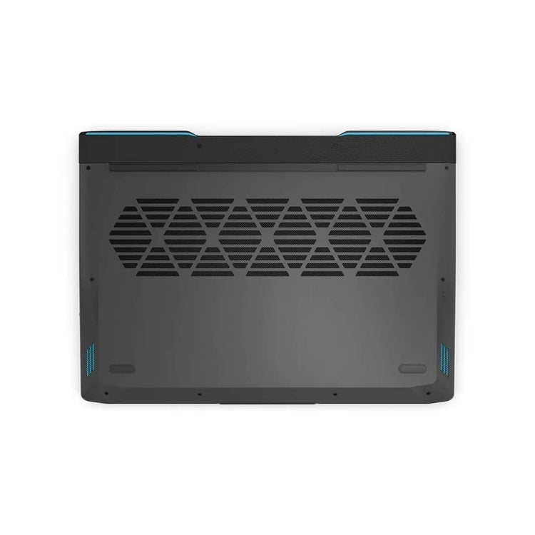 Bottom view of Lenovo LOQ gaming laptop showing ventilation grills and cooling vents