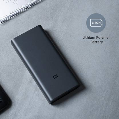 Redmi MI Power Bank 3i 10000mAh with lithium polymer battery in sleek black design