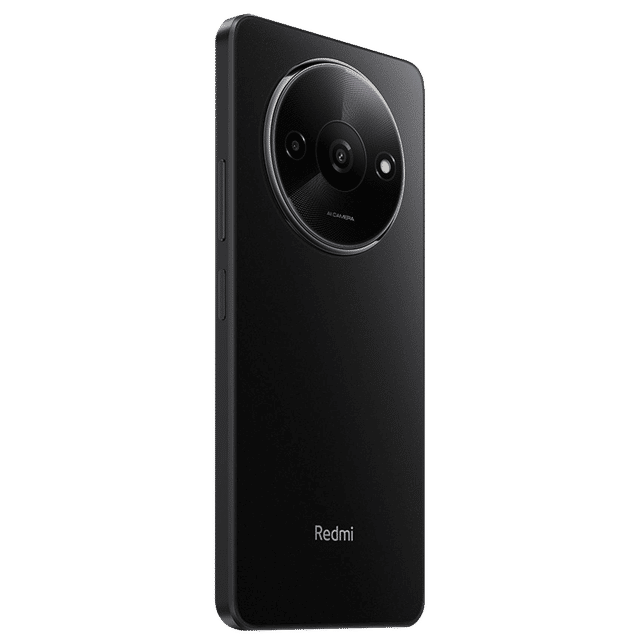 Redmi A3 6GB 128GB Midnight Black phone showing the sleek back design with circular camera module