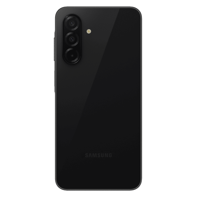 Back view of Samsung Galaxy A26 5G unlocked smartphone in black with triple camera setup