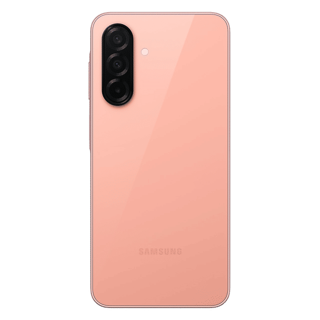Back view of Samsung Galaxy A26 5G unlocked in pink with triple camera setup and sleek design