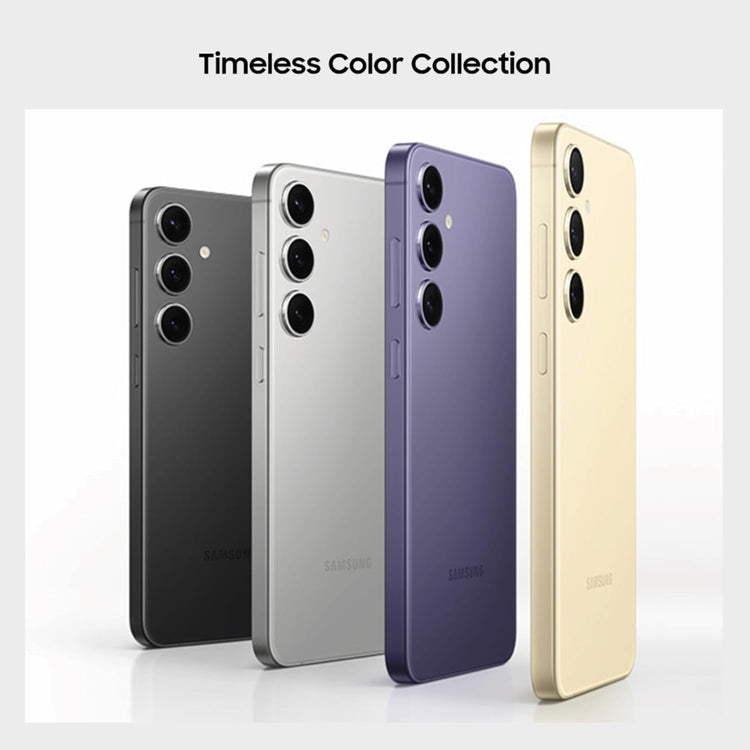 Samsung Galaxy S24 5G marble grey and other color variants shown from the back highlighting triple camera design
