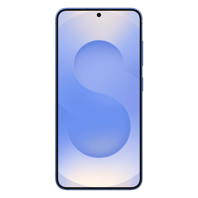 Front view of Samsung Galaxy S25 5G phone with edge-to-edge display and centered front camera