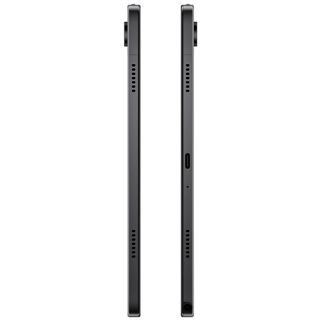 Side view of Samsung Galaxy Tab A9 Plus tablet showing slim profile and port details