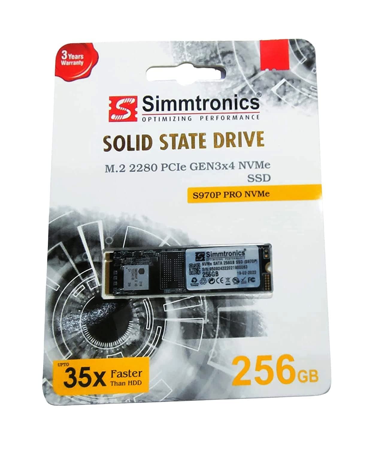 Simmtronics 256GB NVMe SSD M.2 2280 PCIe GEN3x4 solid state drive laptop accessory