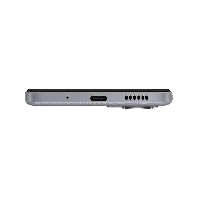 Bottom view of Redmi 11 Prime 5G Chrome Silver phone showing charging port and speaker grille