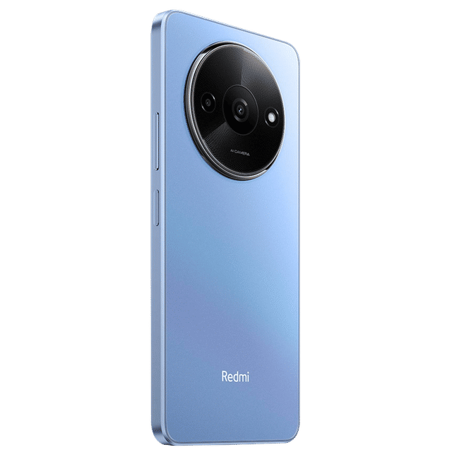Redmi A3 4GB 128GB Lake Blue smartphone showing rear design with round camera module and sleek finish