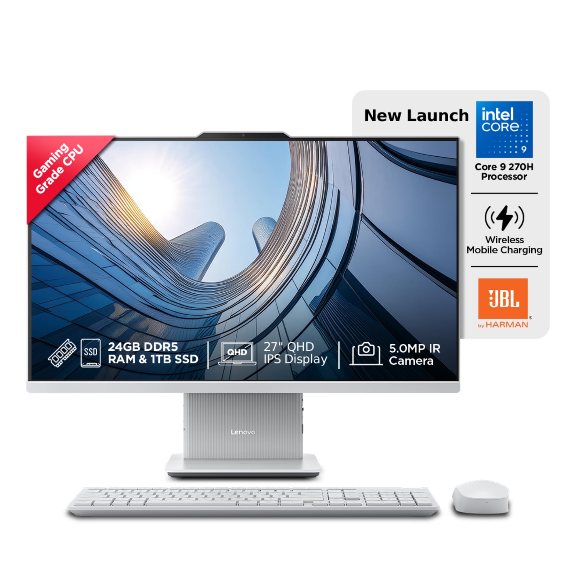 Lenovo IdeaCentre AIO 13th Gen Intel Core i3 All-in-One Desktop PC (27 Inch)