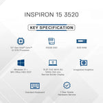 Dell Inspiron 3520 12th Gen Intel Core i3 Laptop - 8GB RAM, 512GB SSD