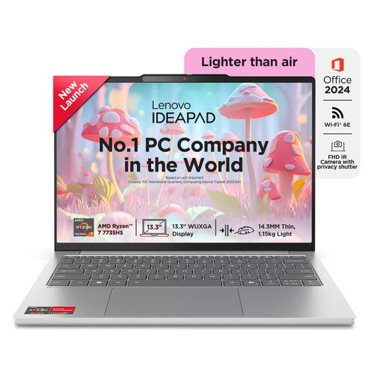 Lenovo IdeaPad Slim 5 13.3" Laptop – AMD Ryzen 7 7735HS, 16GB RAM, 512GB SSD, FHD+, (83J2000HIN)Windows 11, MS Office 2024, 1-Year ADP