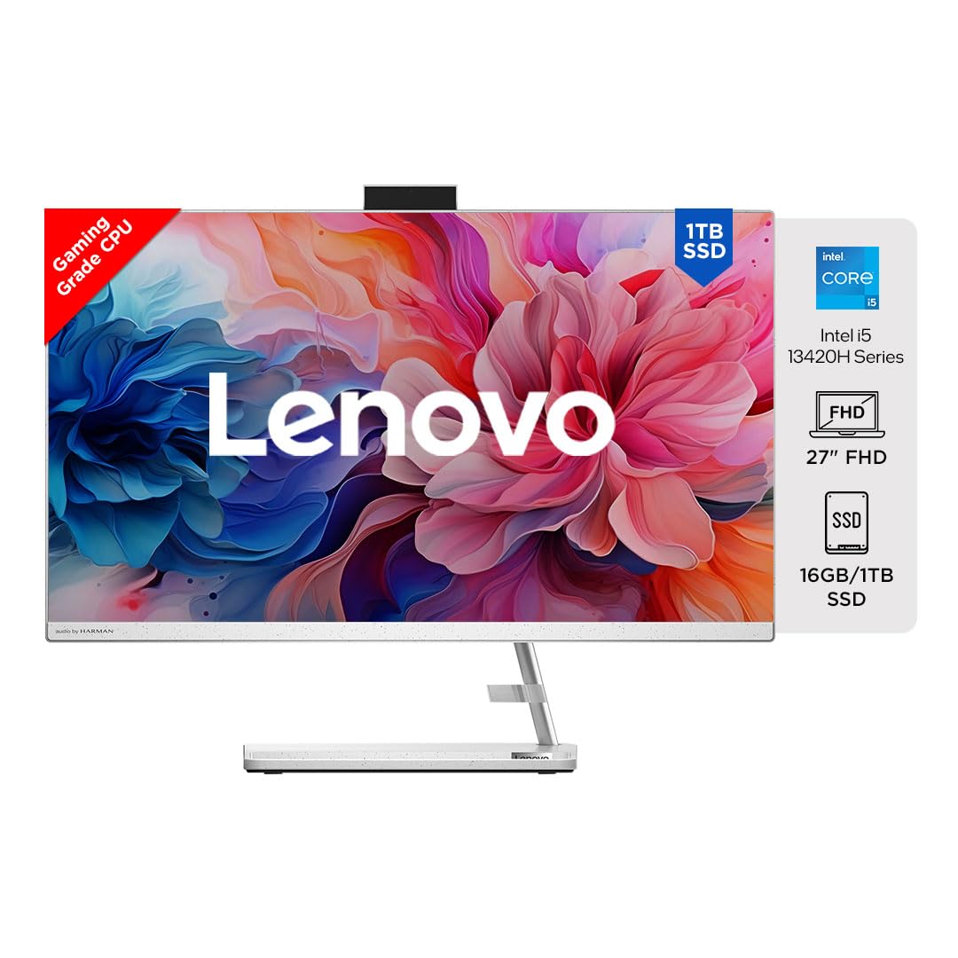 Lenovo AIO 3 (FOHM003CIN) – Intel Core i5-13420H | 16GB DDR5 | 1TB SSD | 27” FHD 100Hz Display | Windows 11 | MS Office 2021