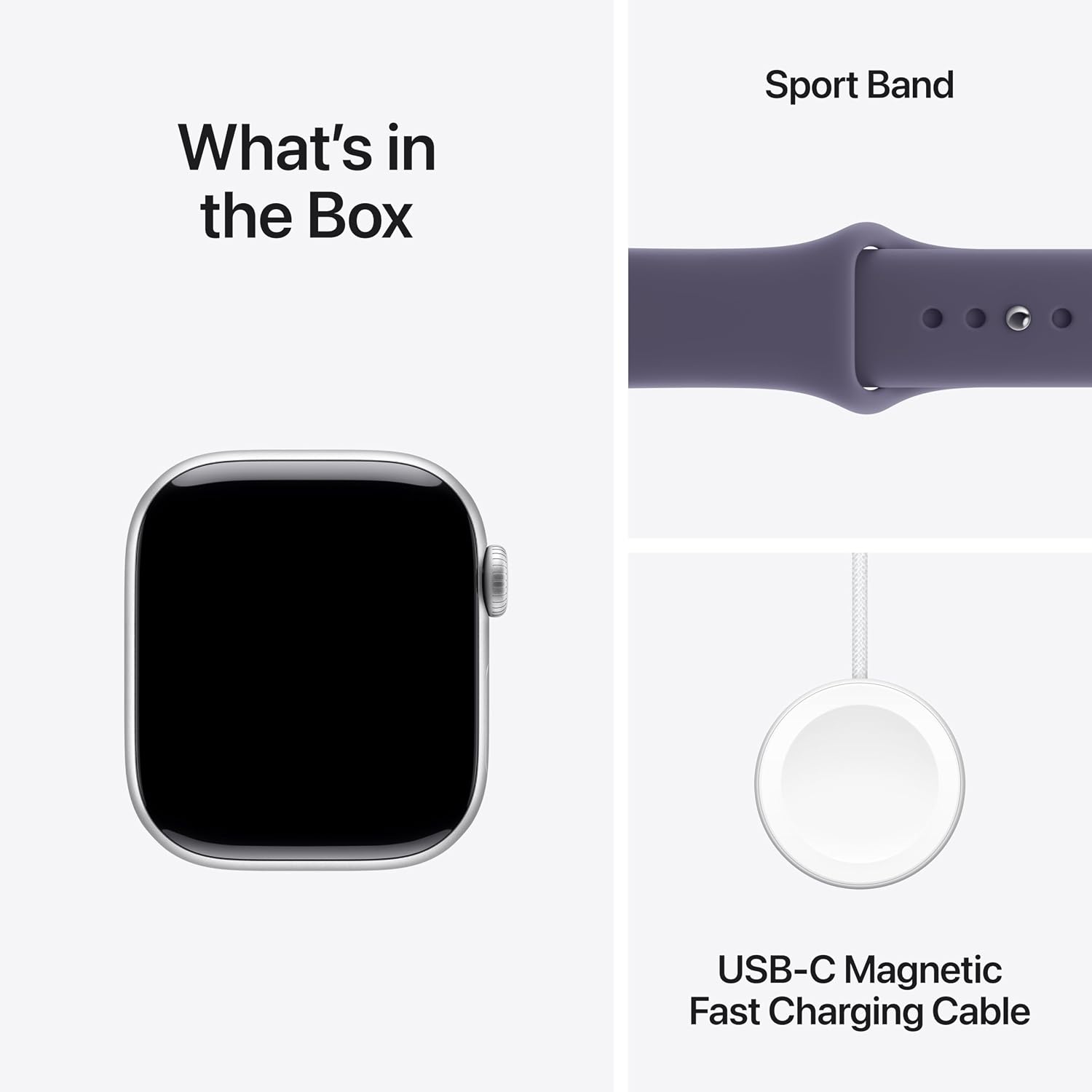 Apple Watch Series 11 GPS + Cellular 42mm Silver Aluminium Case with Purple Fog Sport Band - S/M