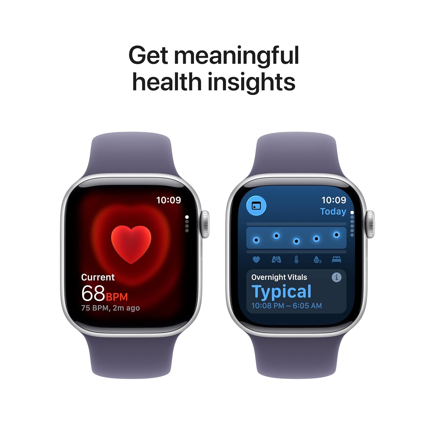 Apple Watch Series 11 GPS + Cellular 42mm Silver Aluminium Case with Purple Fog Sport Band - S/M