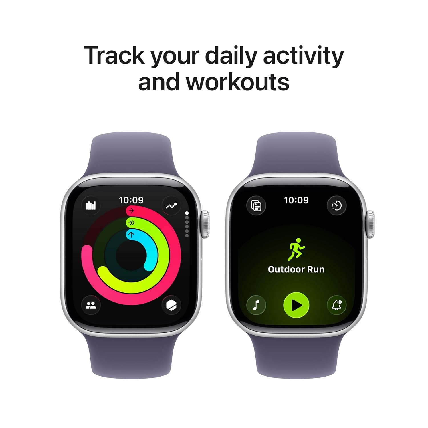 Apple Watch Series 11 GPS + Cellular 42mm Silver Aluminium Case with Purple Fog Sport Band - S/M