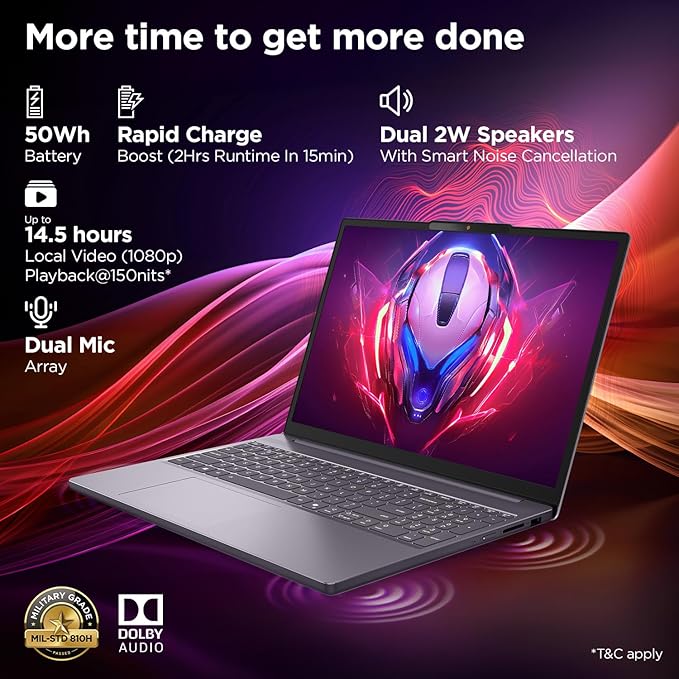Lenovo IdeaPad Slim 3i – i5-13420H, 16GB DDR5, 512GB SSD, 15.3" FHD, (83K100C7IN) Windows 11, MS Office 2024H&S