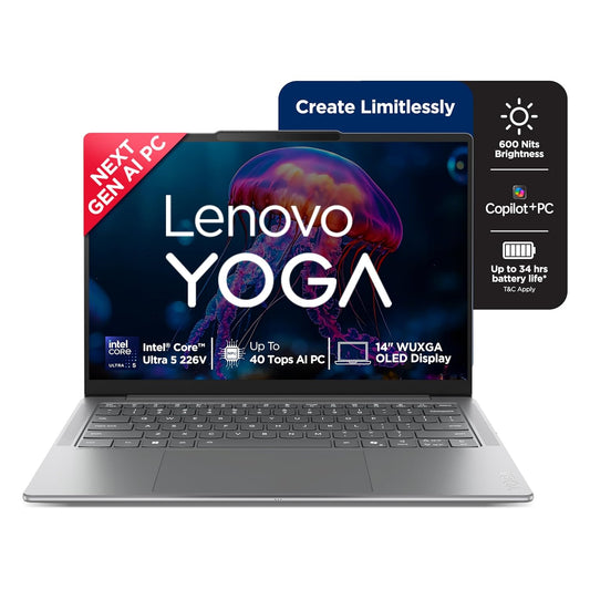 Lenovo Yoga Slim 7 Aura Edition | Intel Core Ultra 5 226V | 16GB RAM | 1TB SSD | 14" WUXGA OLED |(83JX005FIN) Windows 11 + MS Office 2024 | 1 Year ADP