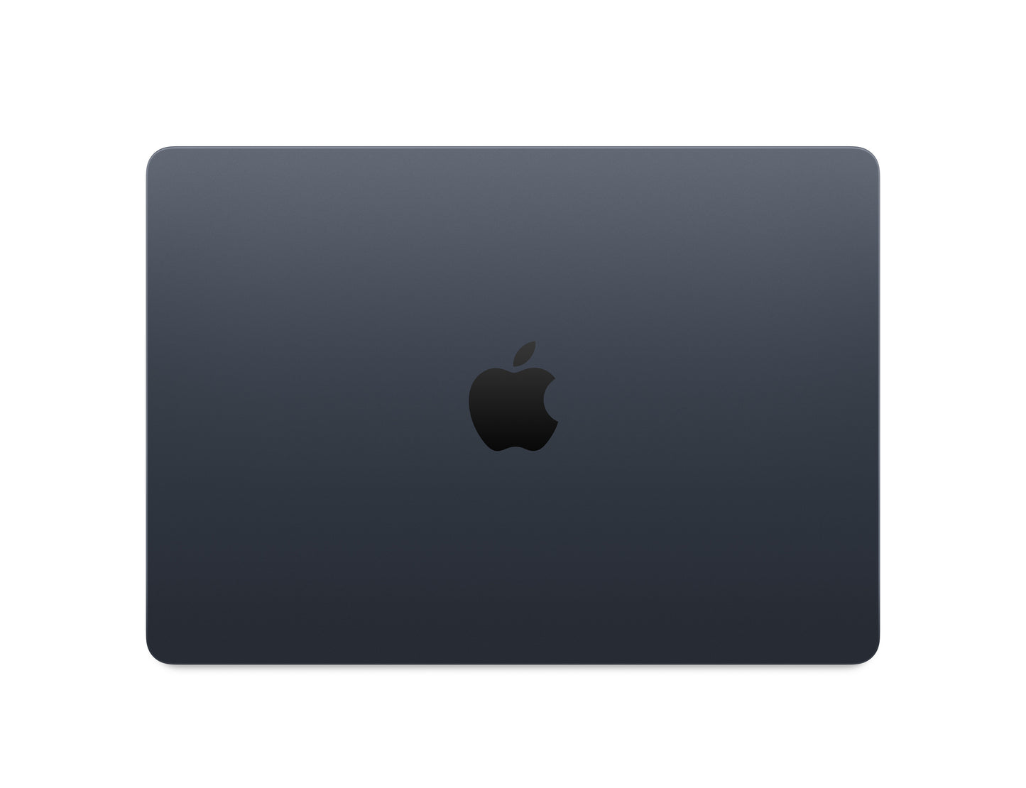 Top view of the 13 inch MacBook Air Midnight color with Apple logo centered