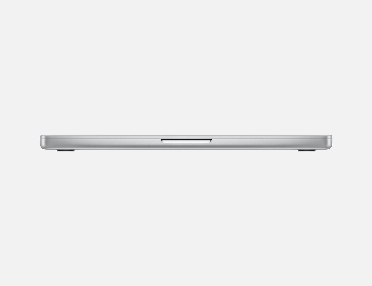 Side profile view of closed 14-inch MacBook Pro M4 laptop by Apple in silver