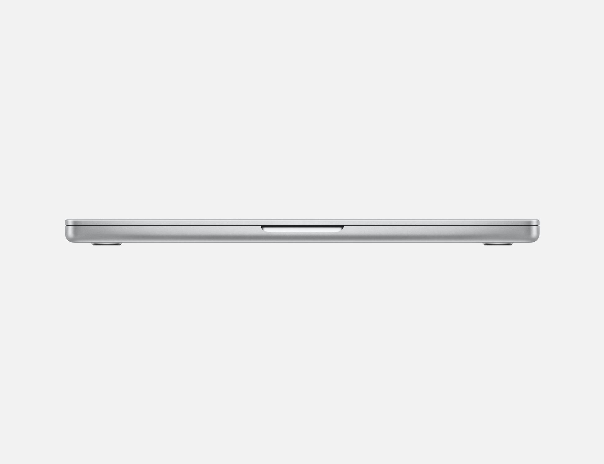 Side profile view of closed 14-inch MacBook Pro M4 laptop by Apple in silver