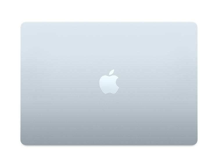 Apple 15-inch MacBook Air M4 Sky Blue closed top view with sleek aluminum finish