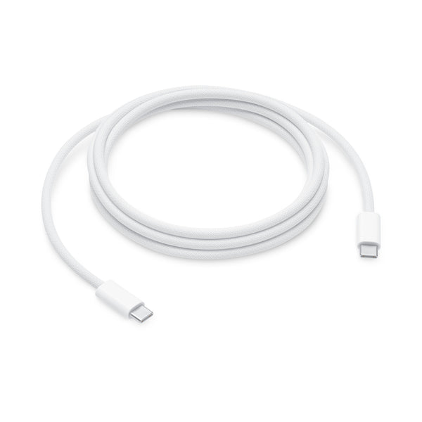 Apple 240W USB-C charging cable in white with durable braided design for fast power delivery