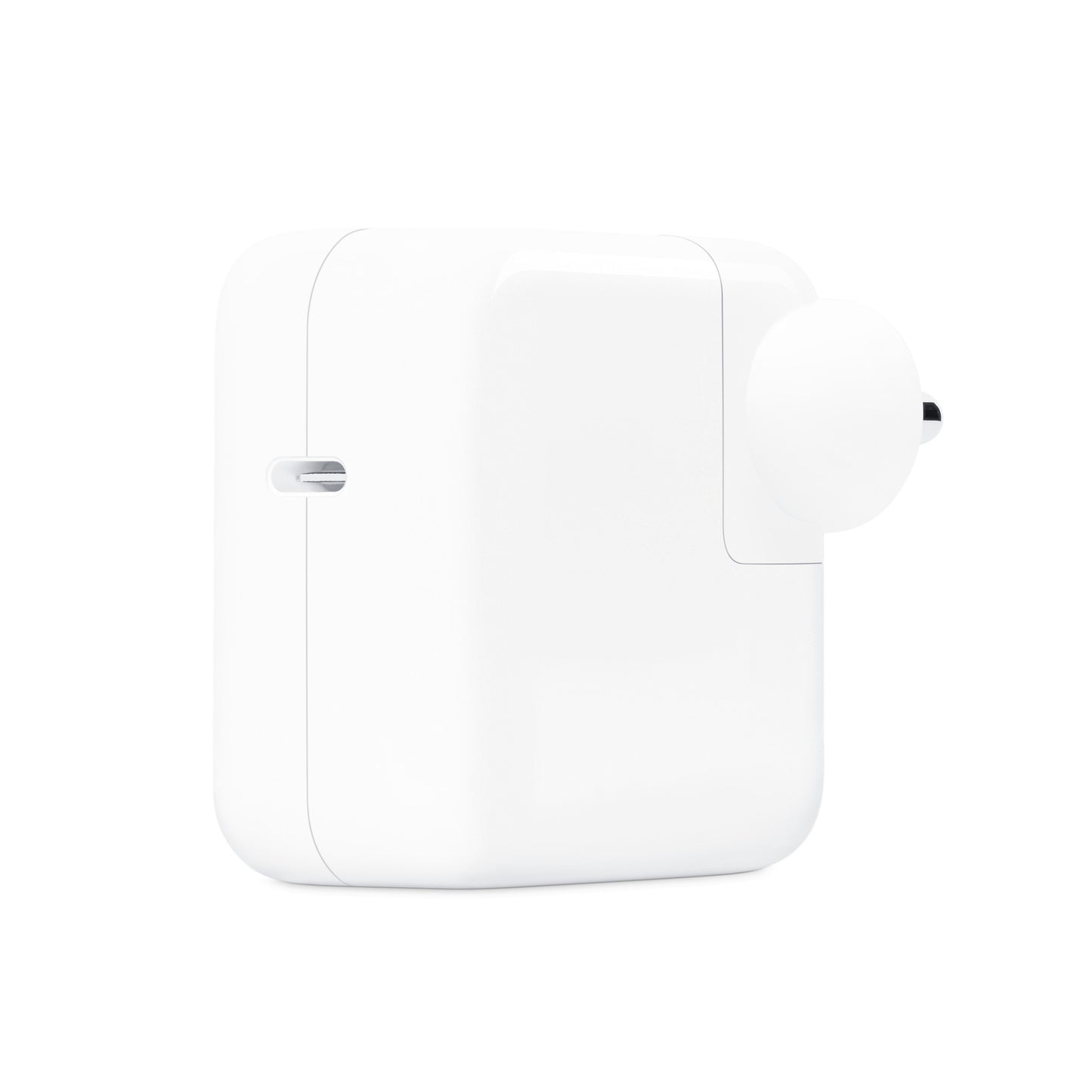 Apple 30W USB-C power adapter in white with compact design for fast device charging
