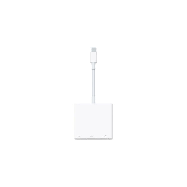 Apple digital AV multiport adapter with USB-C connector and multiple ports in white