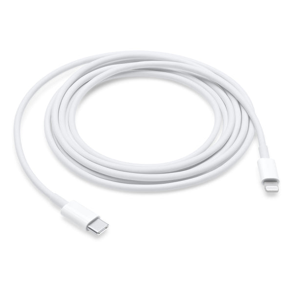 Apple fast charging Lightning cable with USB-C to Lightning connectors in white color