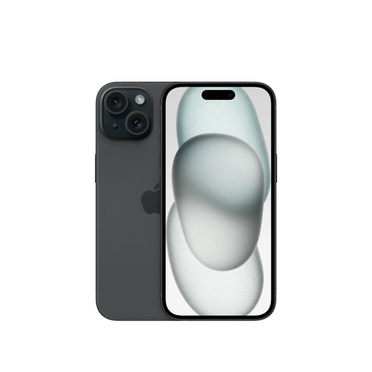 Apple iPhone 15 Black 128GB with dual camera system and edge-to-edge display