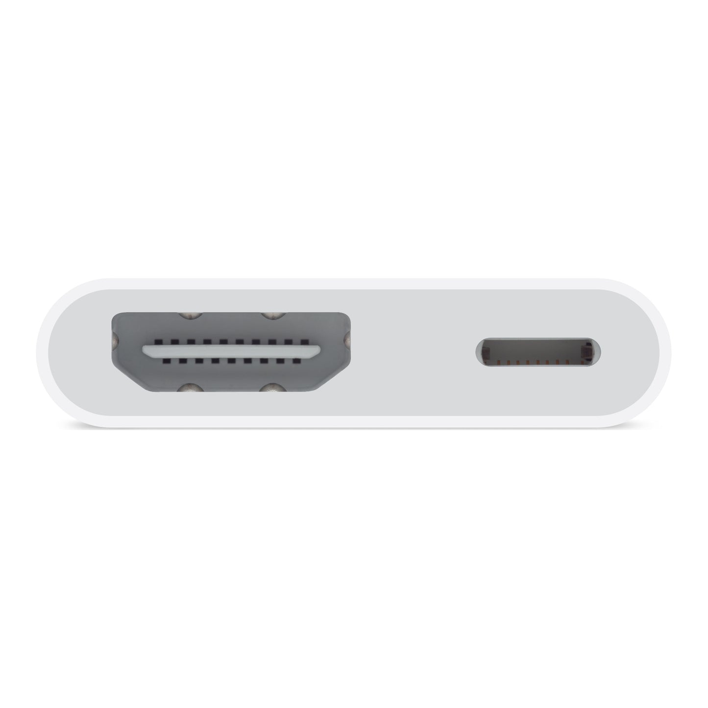 Apple Lightning Digital AV Adapter showing HDMI and Lightning ports in white compact design