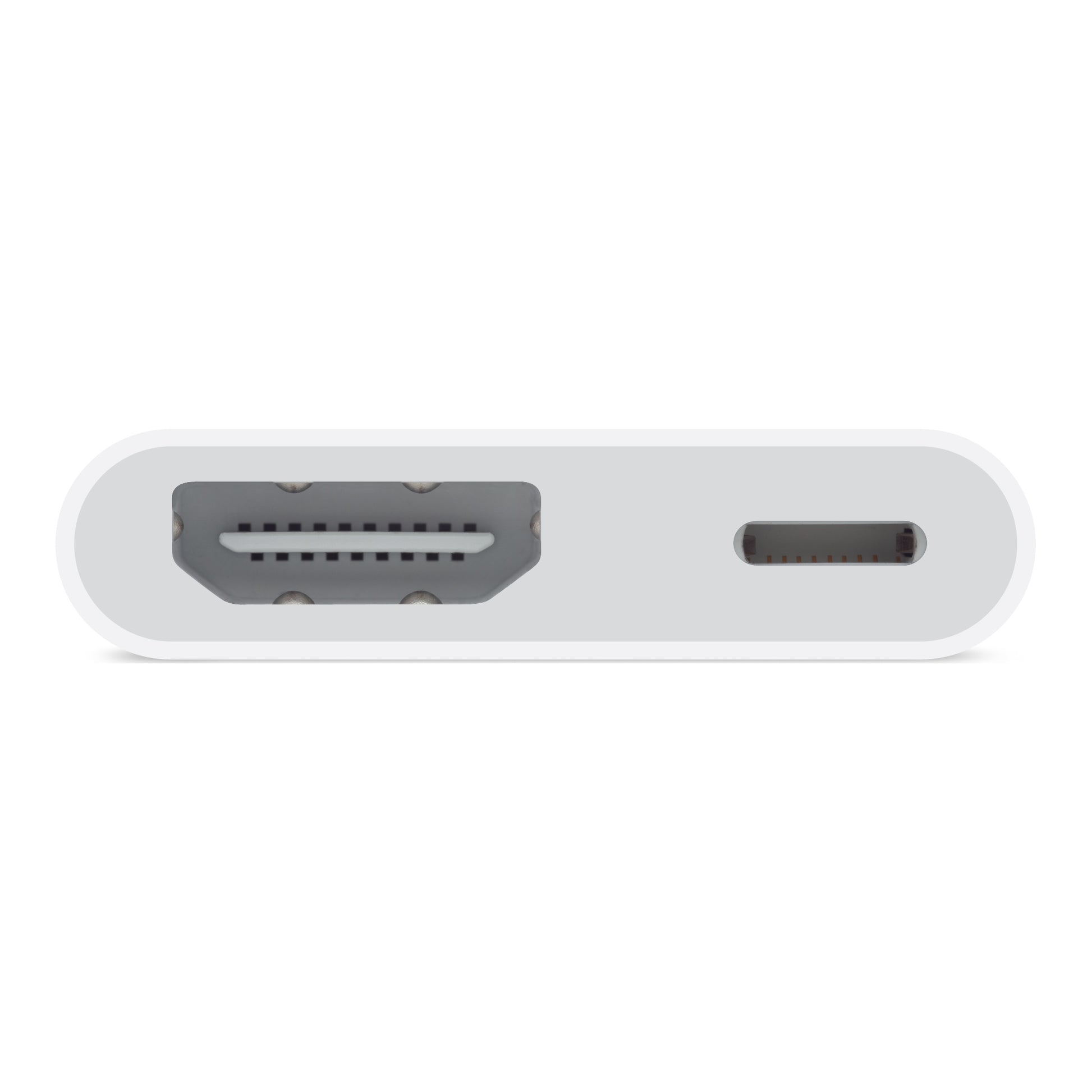 Apple Lightning Digital AV Adapter showing HDMI and Lightning ports in white compact design