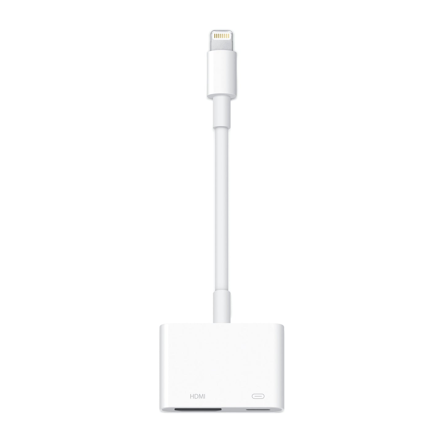 Apple Lightning Digital AV Adapter in white with HDMI port for connecting iPhone or iPad to external displays