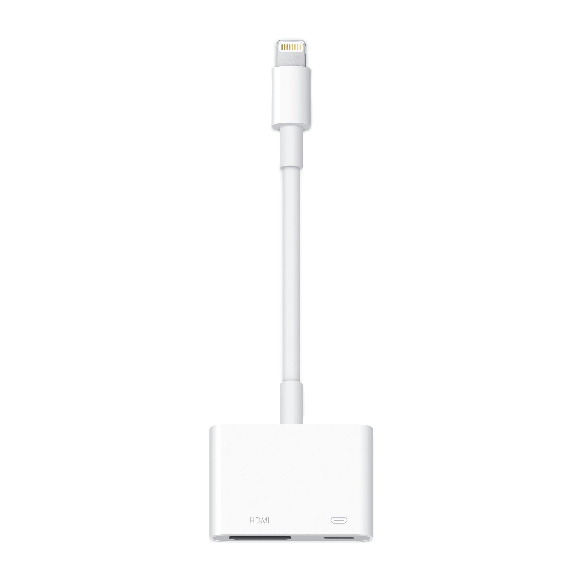 Apple Lightning Digital AV Adapter in white with HDMI port for connecting iPhone or iPad to external displays