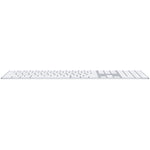 Apple Magic Keyboard with numeric keypad in white and silver design with low-profile keys
