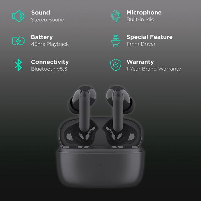 boAt Airdopes 138 Pro wireless earbuds with charging case and features like stereo sound and Bluetooth v5.3