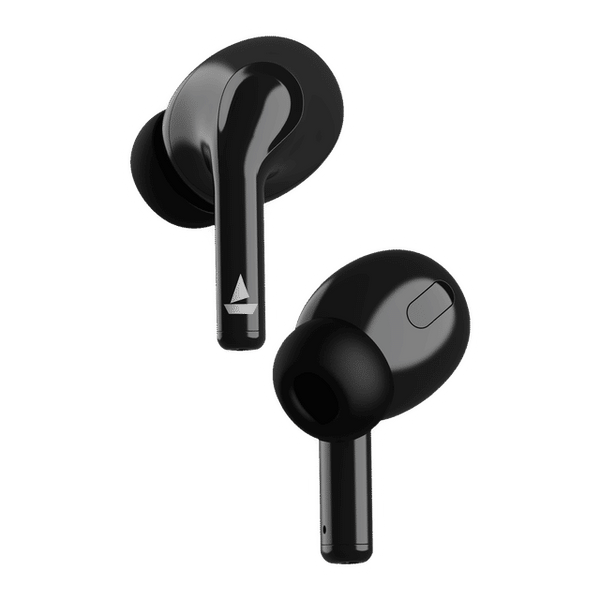 Black boAt Airdopes 163 wireless earbuds with sleek design and silicone ear tips